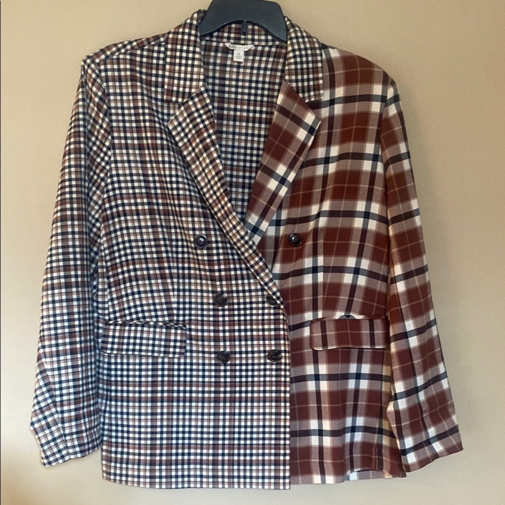 Cato Checkered Blazer in Black and Brown